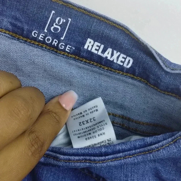 Men Denim Blue Jeans Relaxed Fit Size 32/32 - Picture 3 of 4